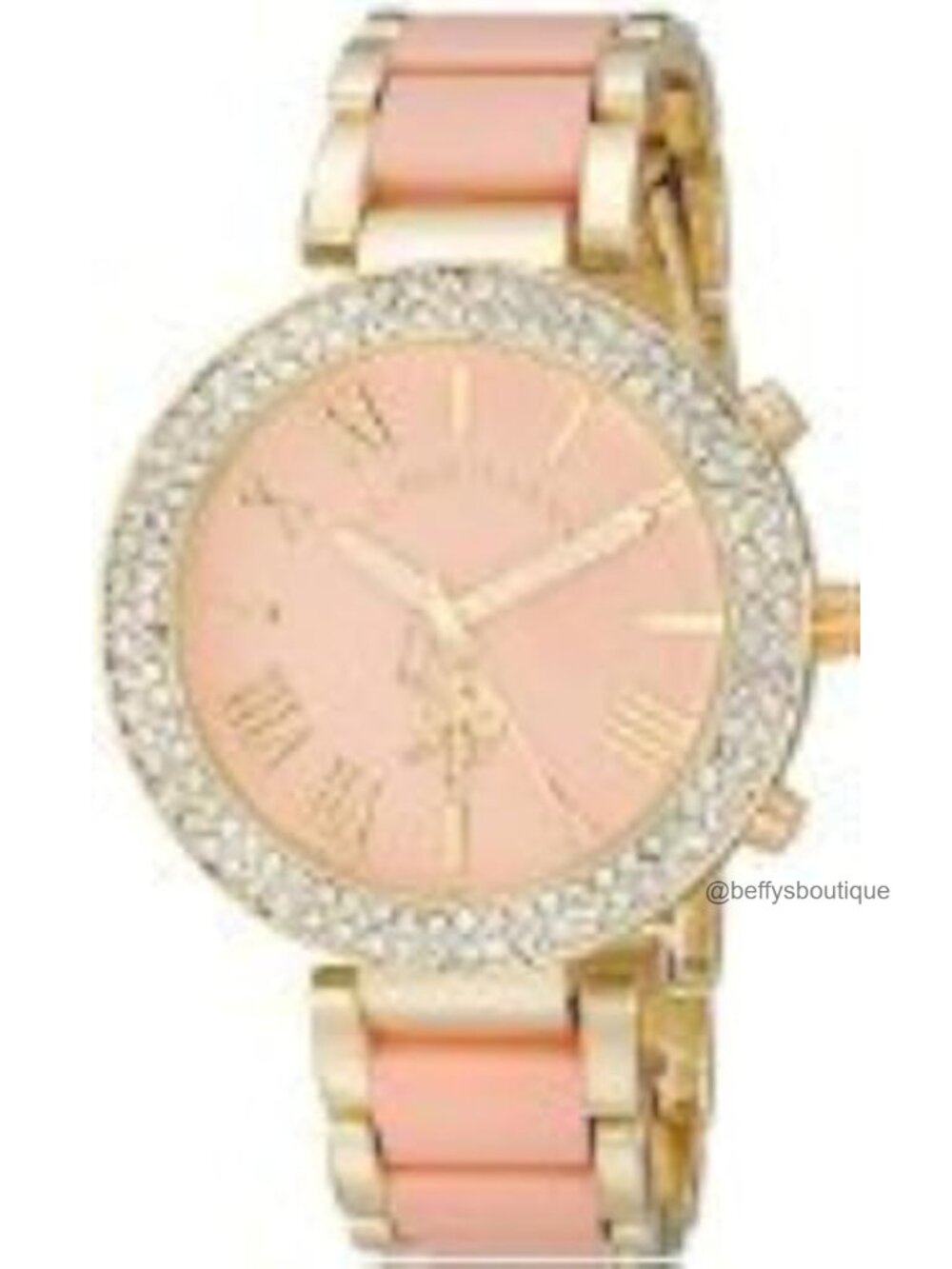 US Polo Assn Gold-Tone Bracelet Watch Pink Dial Sparkling Bezel